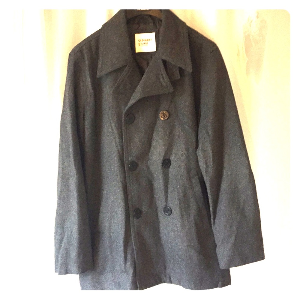 NWT Old Navy Wool Blend Charcoal Pea Coat